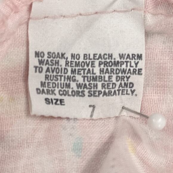 Vintage Oshkosh B’Gosh Jumper Dress Girl 7 Pink Floral Leaf Overall Bibs 90s USA - Picture 12 of 16